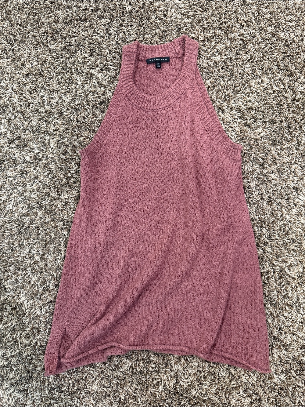 Staccato Dusty Rose Ribbed-Neck Knit Tank